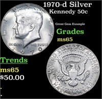 1970-d Kennedy Half Dollar Silver 50c Grades GEM U