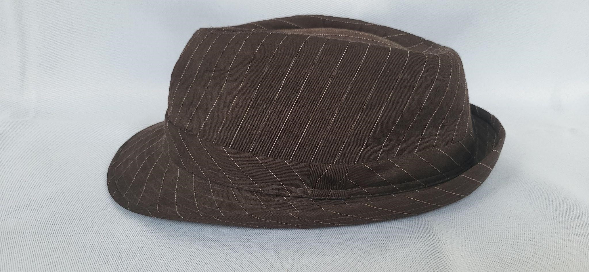 Brown Pin Stripe Fedora Hat Size Lg Resale $20