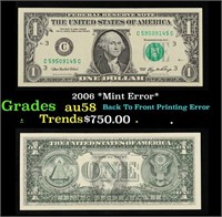 2006 $1 Green Seal Federal Reserve Note *Mint Erro