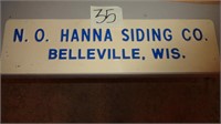 N. O. HANNA Siding Co Belleville Wis Magnetic Sign