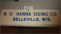N. O. HANNA Siding Co Belleville Wis Magnetic Sign