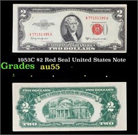 1953C $2 Red Seal United States Note Grades Choice