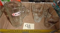 Clear Glass  / Mug Lot – Black & Tan / A & W
