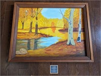 Original D. Guigues Framed "Fall Woods" Painted