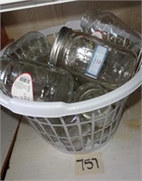 Canning Jars in Laundry Basket