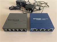 Two Netgear Internet Switches GS105 and GS105E