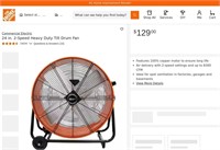 A418  Commercial Electric 24 in. 2-Speed Drum Fan
