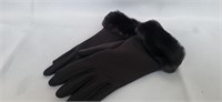 Ladies Cloth Fur Trimmed Black Gloves Resale $15