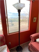 Metal floor lamp with glass shade #85