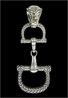 Jai sterling silver hinged snaffle bit pendant,