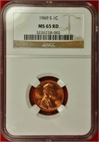 1969-S Lincoln Cent NGC MS65 RD