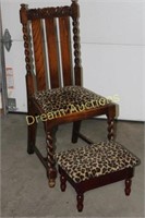 Vintage Wooden Chair & Footstool
