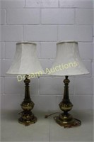 Pair of Heavy Base Table Lamps 26H
