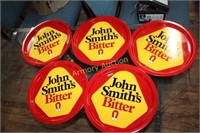 5 JOHN SMITH'S BITTER TIP TRAYS - METAL