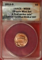 2011-D Lincoln Cent ANACS MS68
