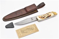 The Bone Collector Folding Knife w/ Leather Sheath