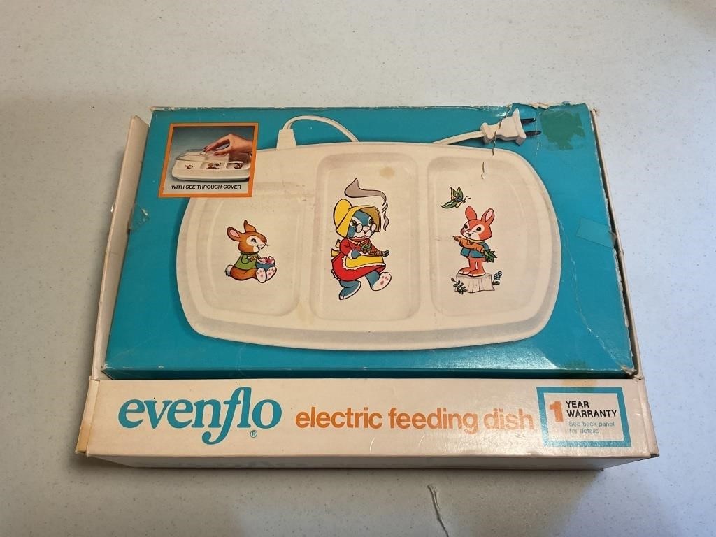 VINTAGE EVENFLO ELECTRIC FEEDING DISH IN ORIGINAL