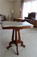 Walnut Marble Top Parlor Table