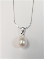 $160 Silver Fresh Water Pearl 16"  Necklace