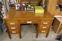 Antique Oak Office Desk & Contents