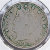 1883 Liberty Head Nickel, with Cents.
