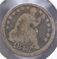 1848 Half Dime, Large Date.