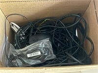Medium Box of PC Computer Cables and Dell Mouse
