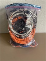 Bag of CAT 5 Network Patch Cables and Phone Cables