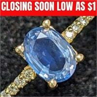 $1960 10K 2.25g Blue Sapphire(1ct) Diamond(0.05ct)