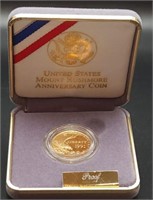 1991 Mt Rushmore Anniversary Gold $5 Proof Coin