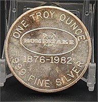 Homestake Gold Mine 1 Troy Oz. .999 Silver Round