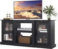 WLIVE Retro TV Stand  65 in  Black  Storage
