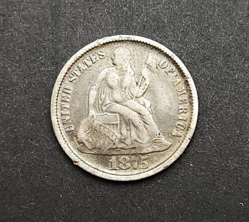 1875-CC Seated Liberty Dime