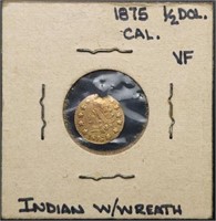 1875 Indian Head California 1/2 $ Gold Coin