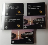 5- US Mint Silver Proof Sets