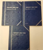 3 - Partial Mercury Head Dime Coin Books