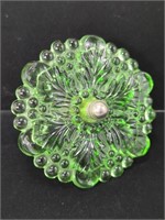 Late 20th Century UV Reactive Floral Green Glass