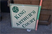 King Arthurs Court Wooden Volleyball Sign