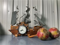 Ship Clock, Wooden Maraca Shakers