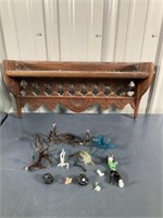 Glass Figurines, Wooden Shelf