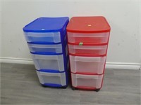 (2) 4 Drawer Rolling Cabinets 27" H