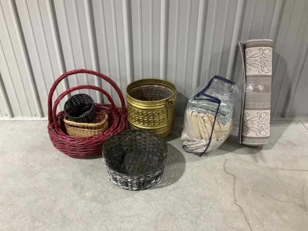 Baskets,  Runner, Metal Pot, Curtains