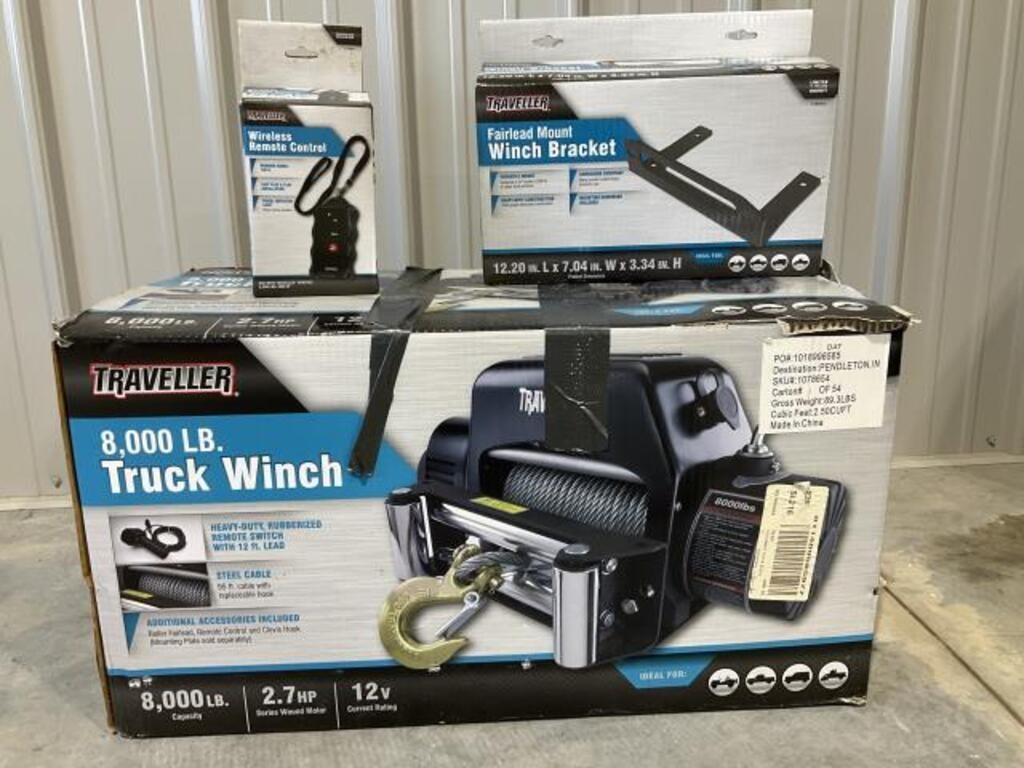 8,000 lb Truck Winch, Wireless Remote, Winch