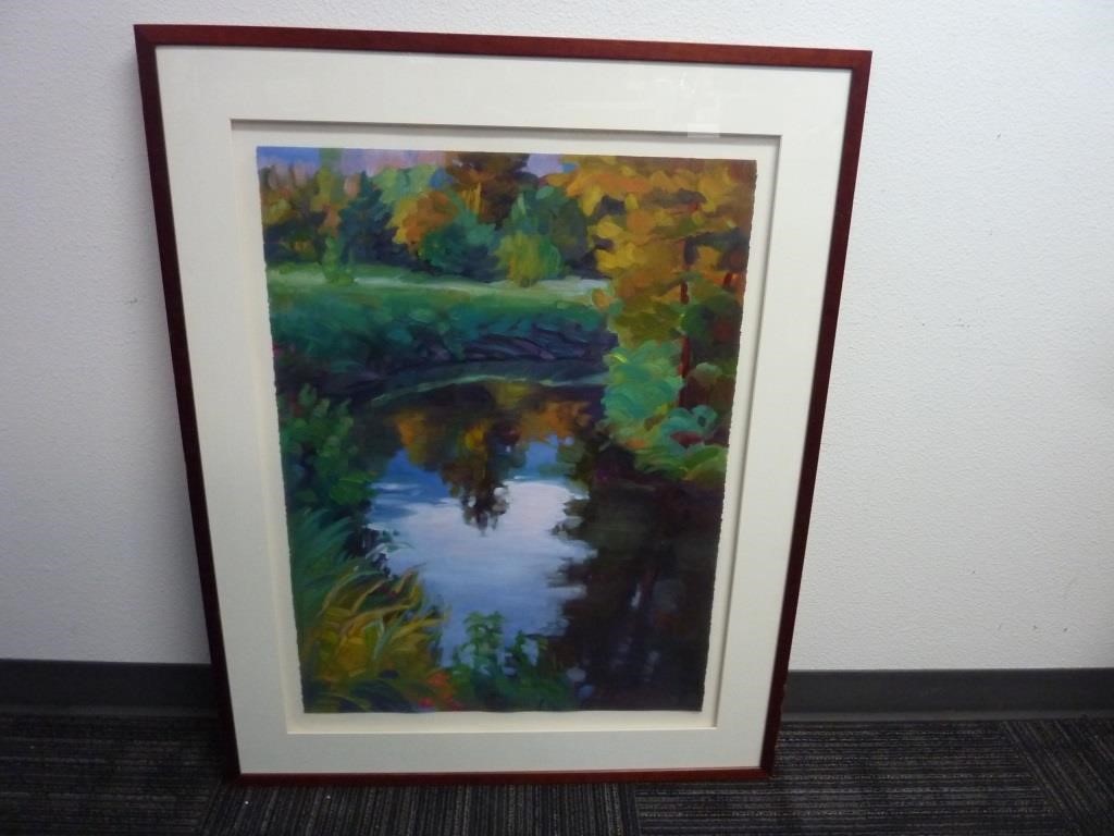 LARGE PAINTING FRAMED AND MATTED