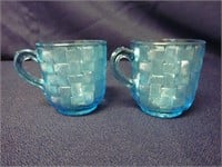 VINTAGE BLUE GLASS MUGS