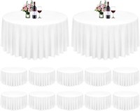 30$- 2 pcs White Round Tablecloth 120 Inch Circle