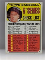 1969 Topps 5th Series Checklist Unchecked Mantle