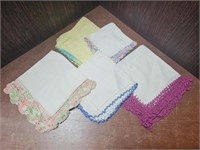 Five Vintage Hankies w/Tatted Boarders - Lot #2