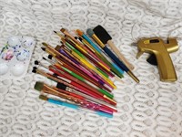 Large Lot of Paint Brushes and Glue Gun