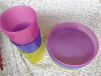 Tupperware Bowls and Glasses, bright colors